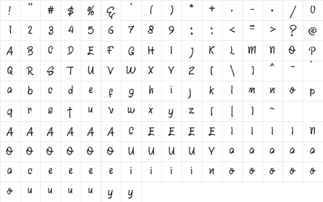 Holla Rolla Regular  glyph index