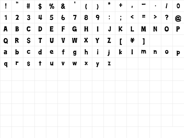 D3 Streetism Regular  glyph index