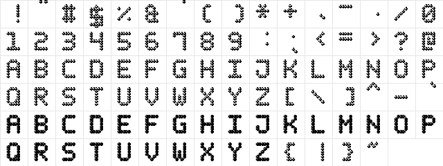 Bubble Pixel-7 Dark Regular  glyph index