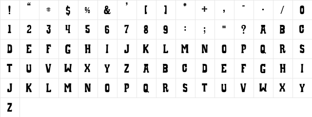 Whiskey Town Sober  glyph index