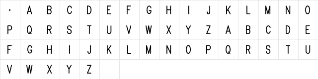Brandy mono san typeface Regular  glyph index