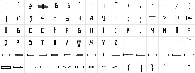 Wide Square Regular  glyph index
