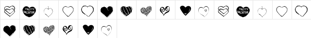 KR Heartfelt Regular  glyph index