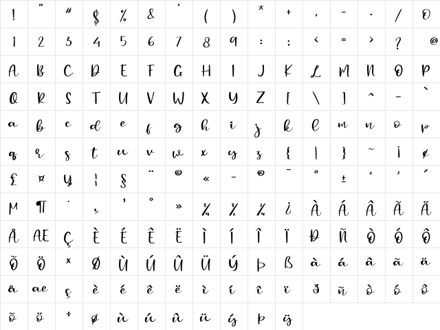 Mangosteen - Personal Use Regular  glyph index