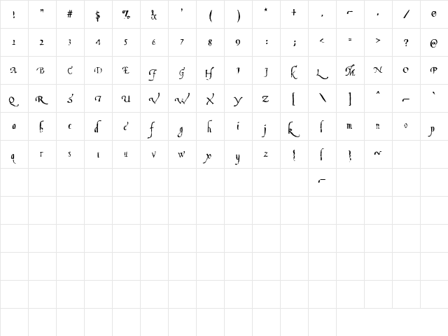 CK Venezia Regular  glyph index