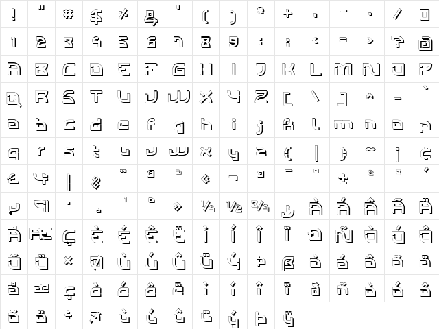 Individigital Shaded DemiBold  glyph index