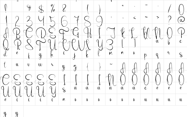 Emanuela Bold  glyph index