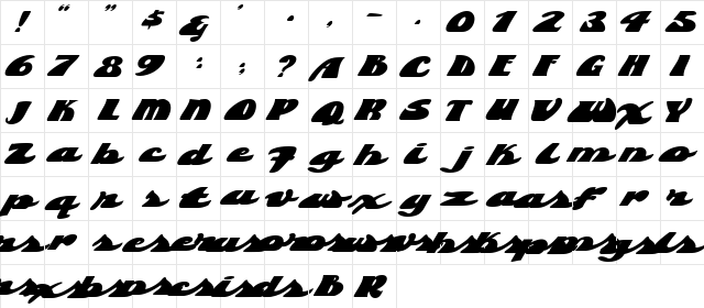 1 Brougham DNA Regular  glyph index