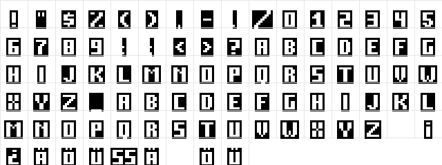 Inverse-Bold Regular  glyph index