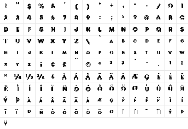 Frankfurter Hlt Regular  glyph index