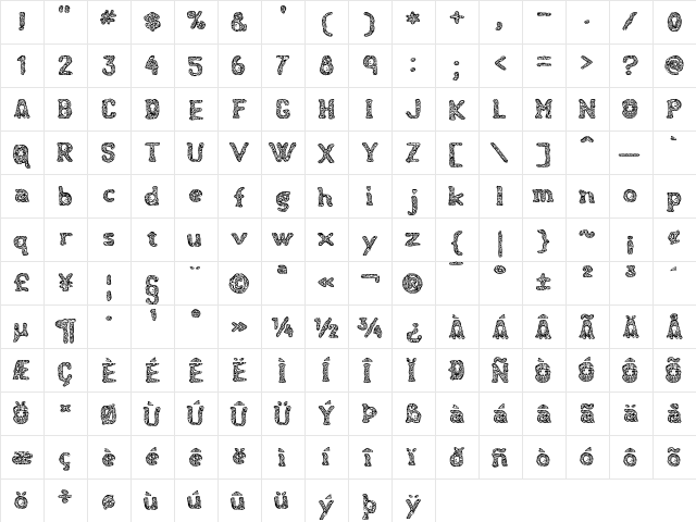 Haunting Spirits Regular  glyph index