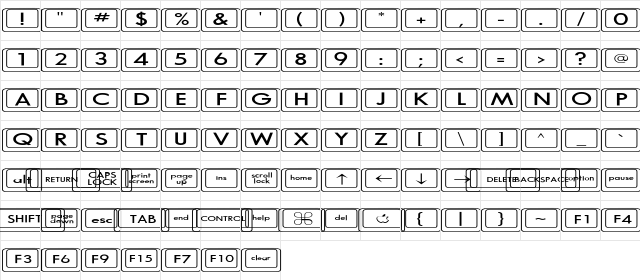 Keyboard KeysEx Expanded Regular  glyph index