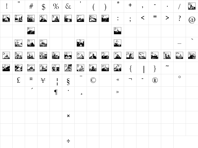 Thart_OldGeorgianArchitecture Regular  glyph index