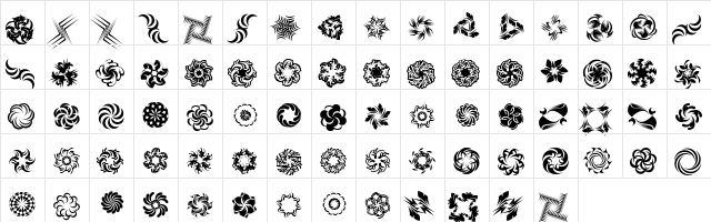 Whirligig Medium  glyph index