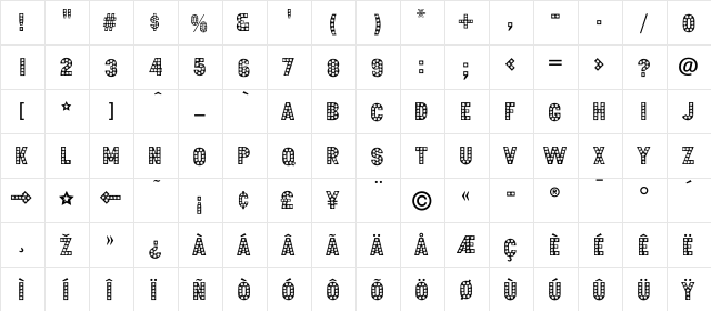 Showtime-Normal Regular  glyph index