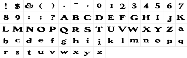 FrankFont Extended Regular  glyph index