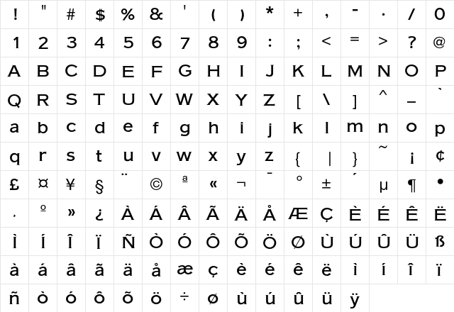 AmericanGothic Medium  glyph index