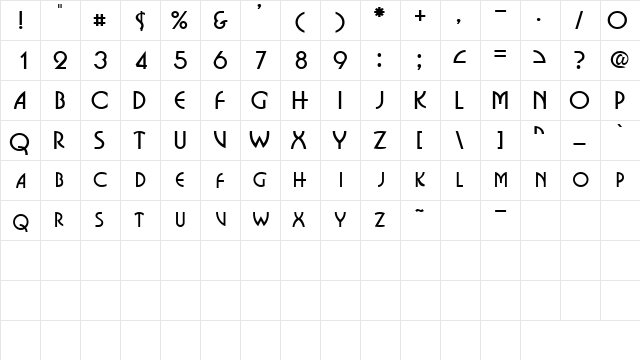 EpitomeSCapsSSK Regular  glyph index