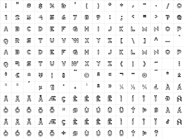 Newtron ICG Alt Regular  glyph index