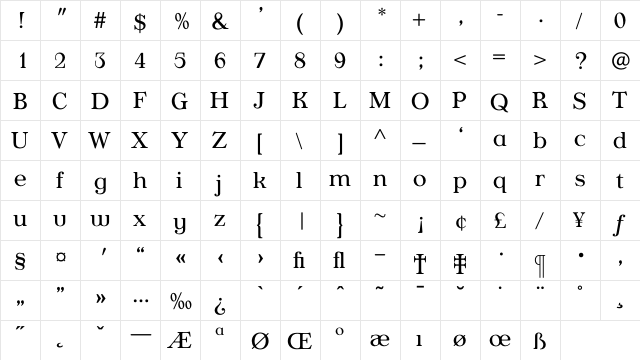 AppleyardLight Regular  glyph index