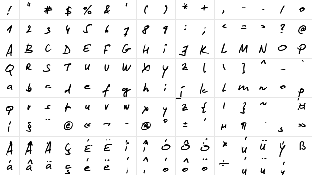 Lipsum Regular  glyph index