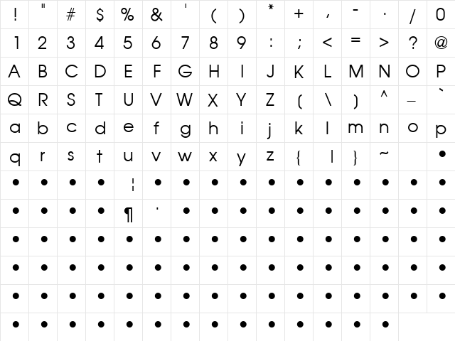Confused 1 Regular  glyph index