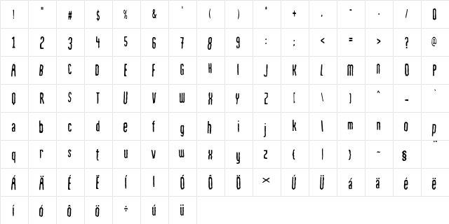 Mahrpedig Sans Regular  glyph index