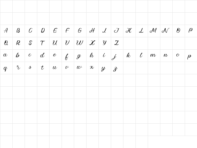 Hey Keysha Regular  glyph index