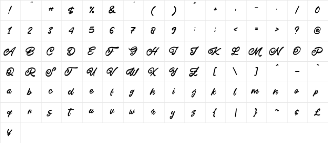 This July Regular  glyph index
