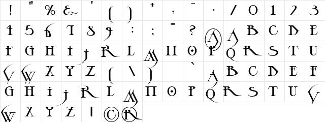 Ascend Descend Regular  glyph index