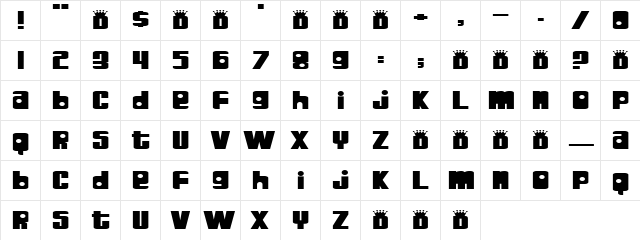 Bait Regular  glyph index