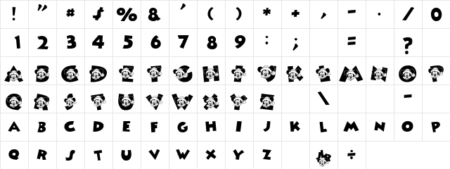 Mickey's Merry Christmas Regular  glyph index