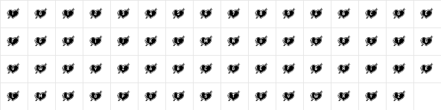 Hearts and Arrows Regular  glyph index