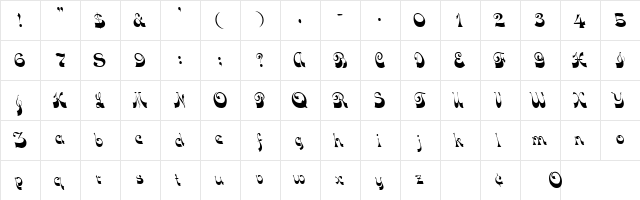 DownWind Regular  glyph index