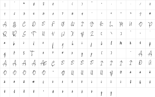 Harriesse Regular  glyph index