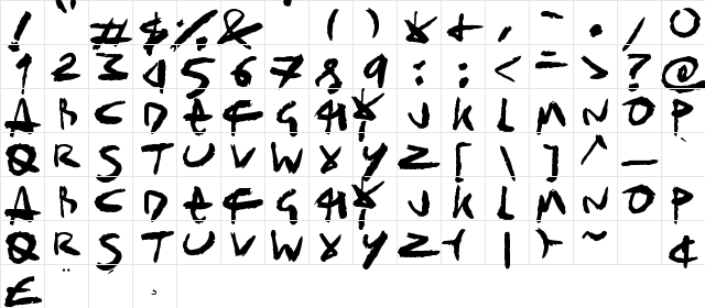 Sick Sketchlings Regular  glyph index