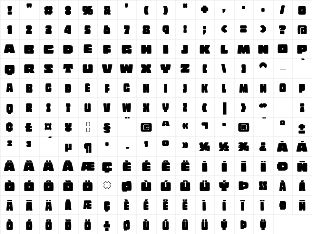 Copal Std Solid  glyph index