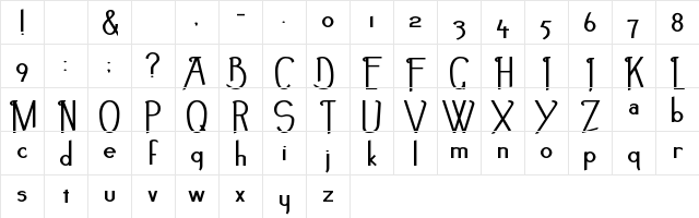 Noir-et-Blanc Bold  glyph index