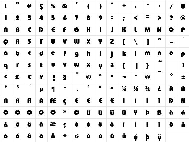 Dessau-Poster-Heavy Regular  glyph index