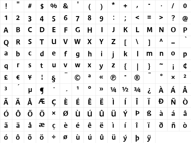 Francetelecom Demi  glyph index