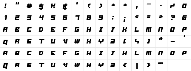 Samson BoldOblique  glyph index