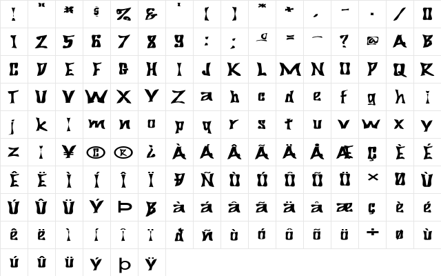 FZ WARPED 29 EX Normal  glyph index