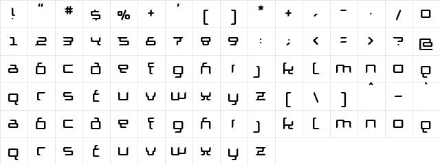 Granolae Regular  glyph index