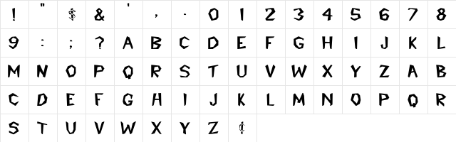 Cavemann Bold  glyph index