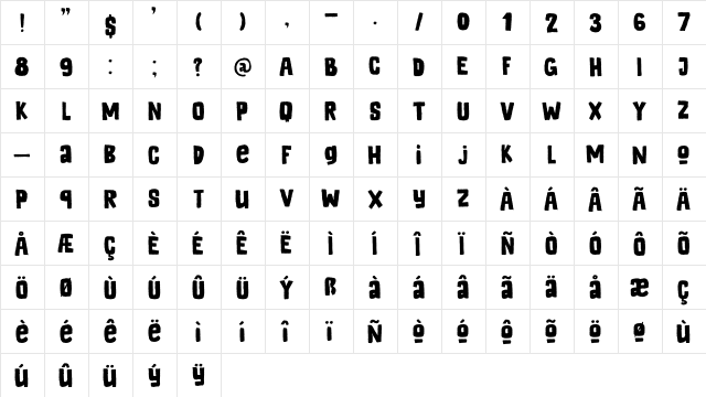 DK Appelstroop Regular  glyph index