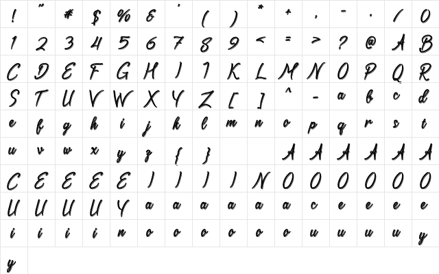 Balloman Regular  glyph index