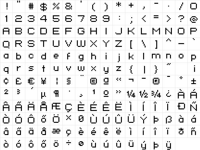 standard 07_52 Regular  glyph index