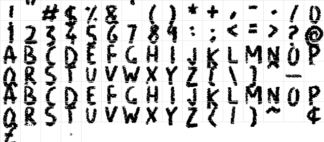 Neat Chalk Regular  glyph index