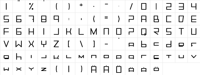 Trancemission Bold  glyph index