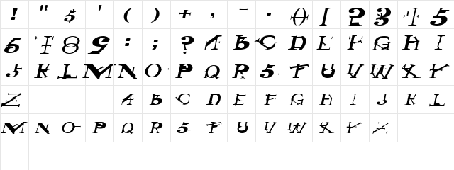 GothicRockExtended Italic  glyph index